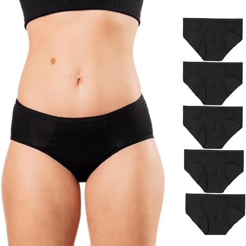 Bambody Absorbent Brief, Super Comfy Period Underwear for Women - Leakproof Period Panties - Small, 5 Pack, Black
